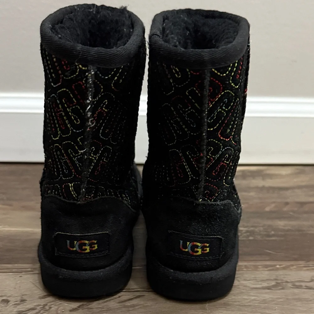UGG Kids‎ Black Boots with Rainbow Logo